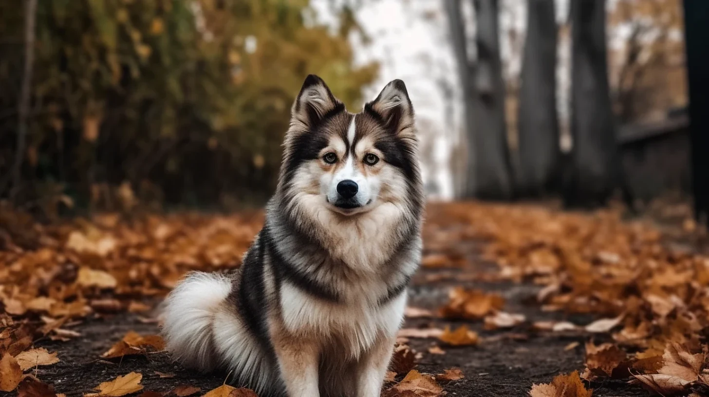 Pomsky on an autumn path for a breeder verification and puppy scam checklist