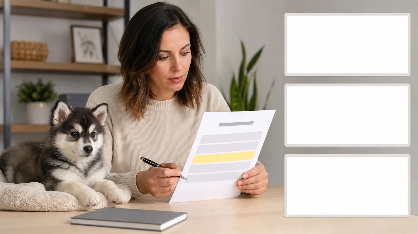 Buyer reviews a highlighted blank Pomsky return clause with three record placeholders