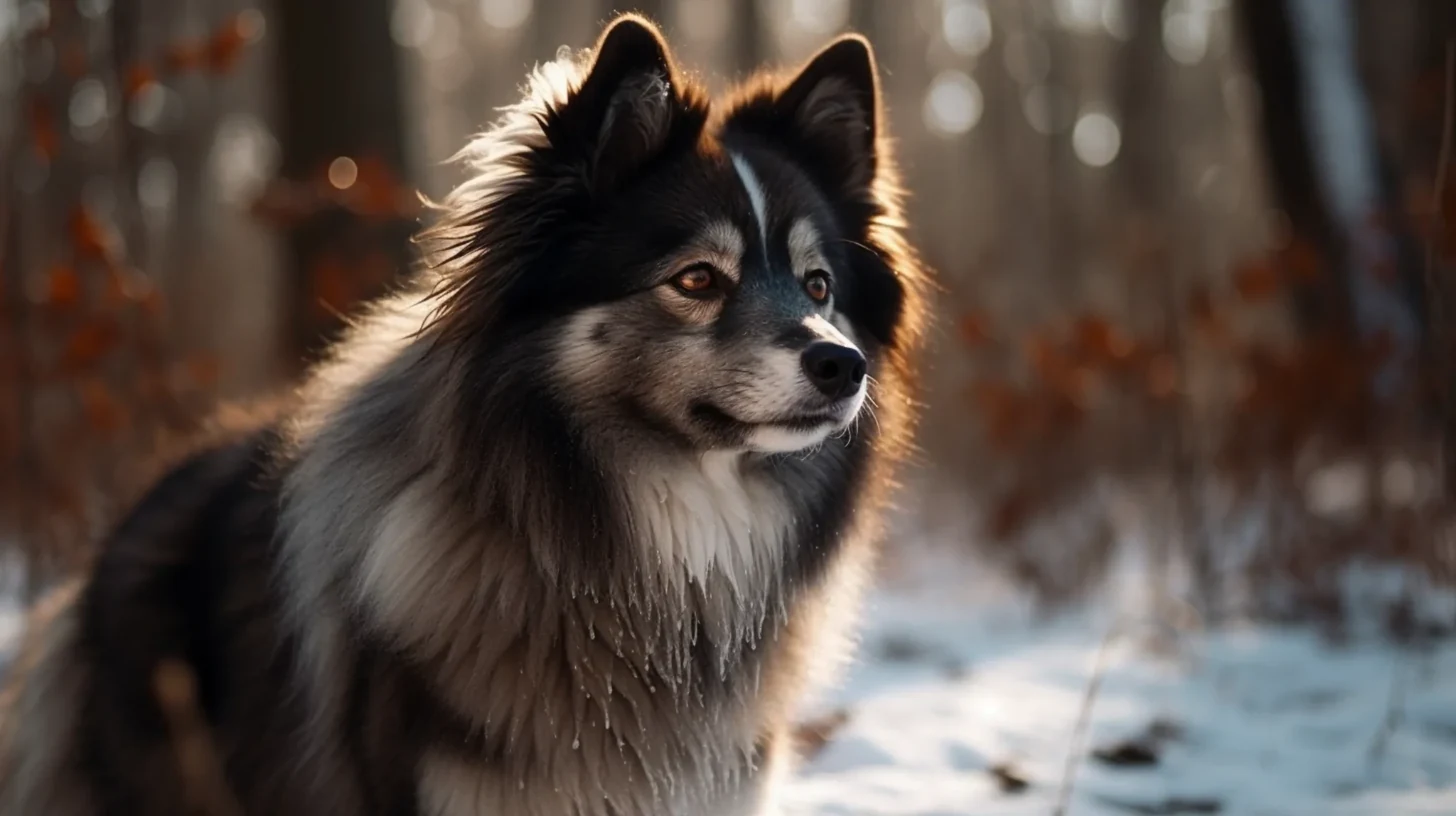 Realistic spitz-type dog outdoors for an Aussie Pomsky size, coat, training, and owner-fit FAQ