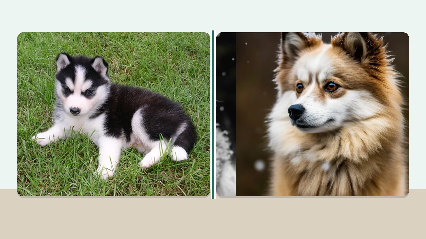 Miniature Siberian Husky and Pomsky comparison guide for size, temperament, grooming, training, cost, and owner fit