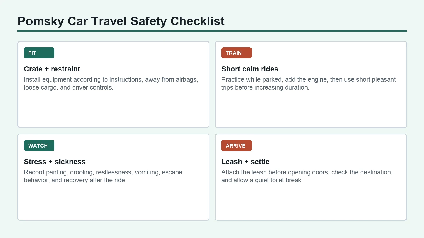 Pomsky Car Travel Safety Checklist: plan, prepare, observe, and respond