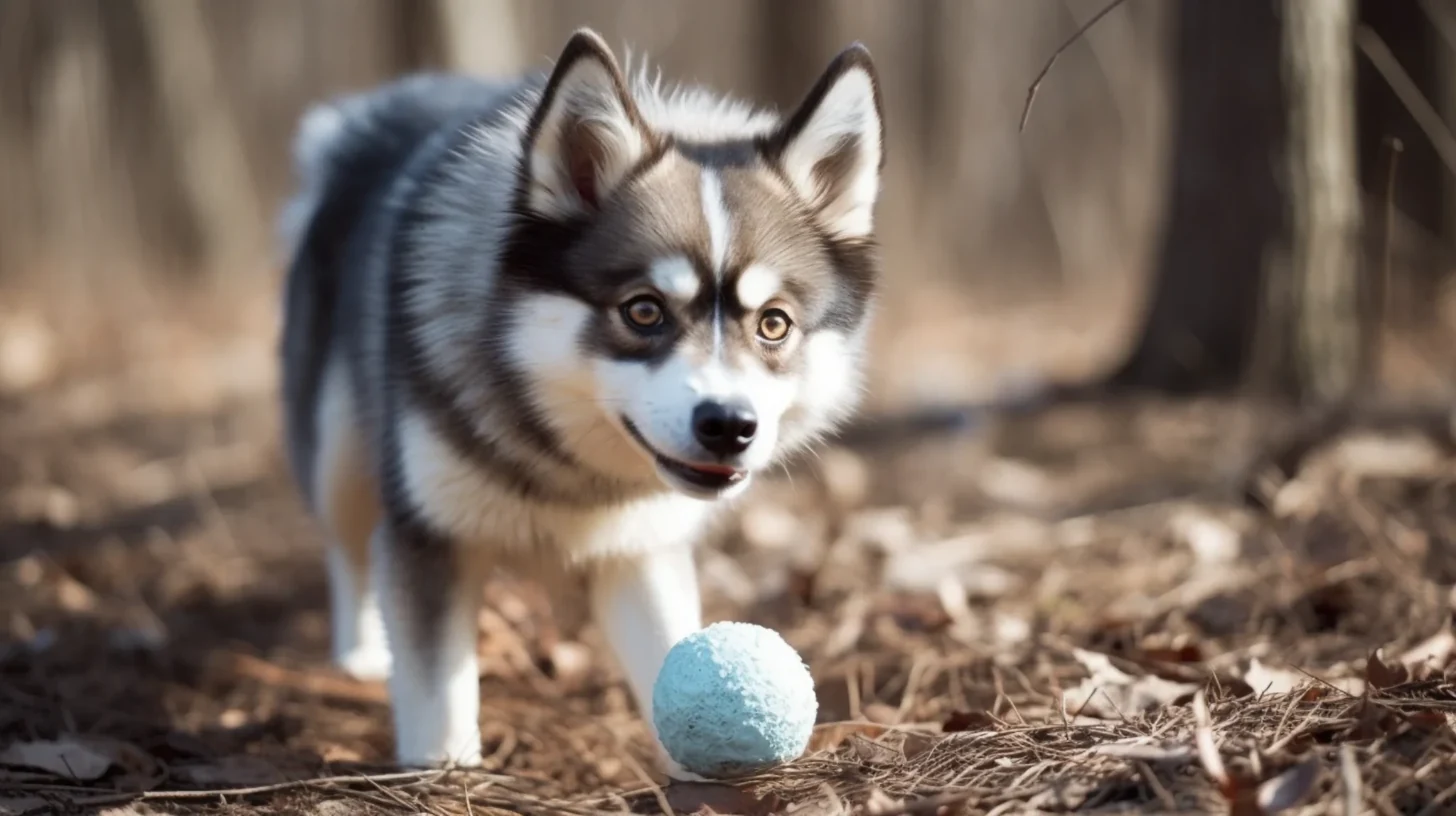 Pomsky during a positive reward training session