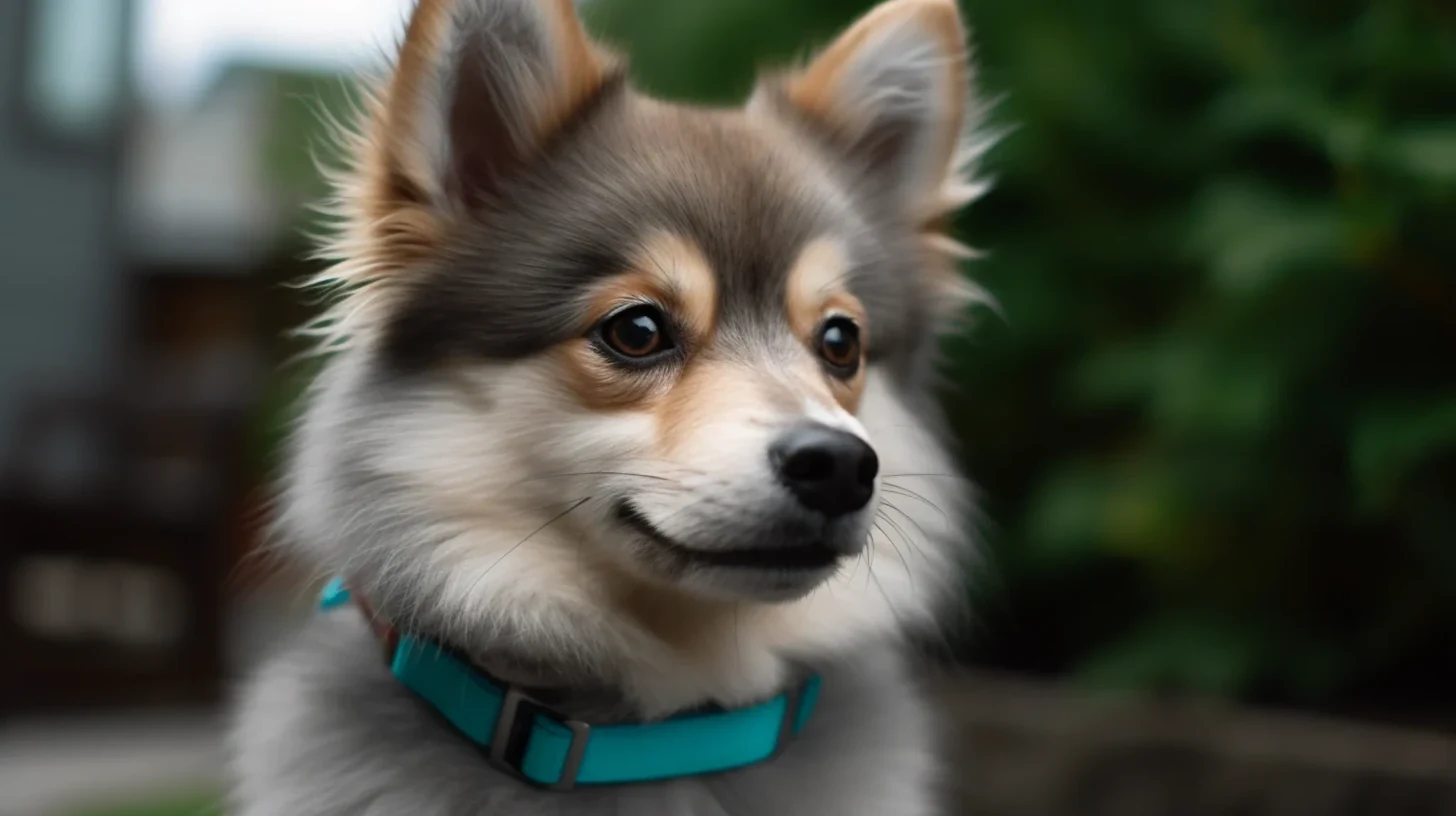 A realistic Pomsky ready for safe indoor enrichment games and training play at home