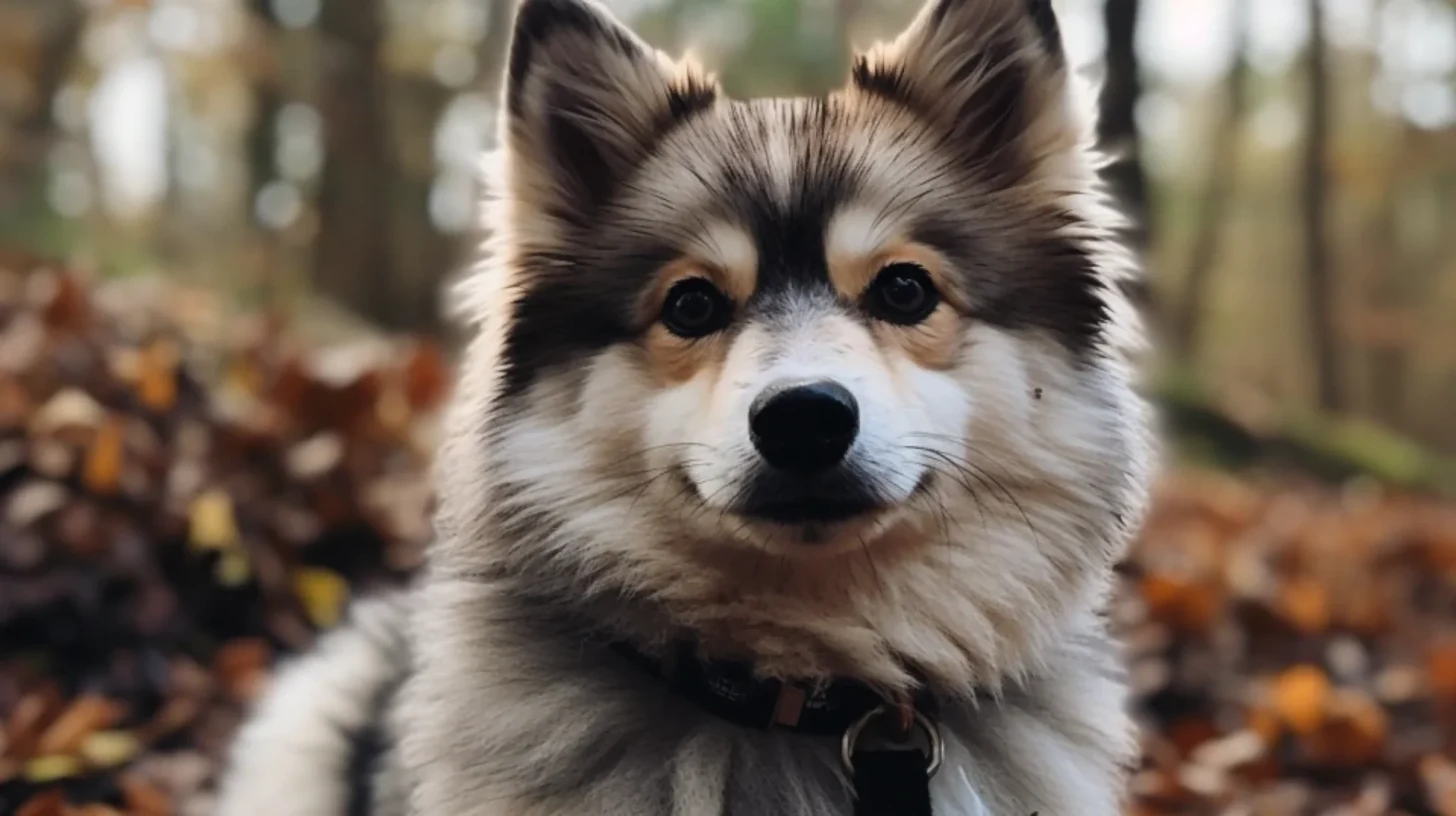 Pomsky puppy in a calm outdoor setting for a first 30-day food, transition, and growth checklist